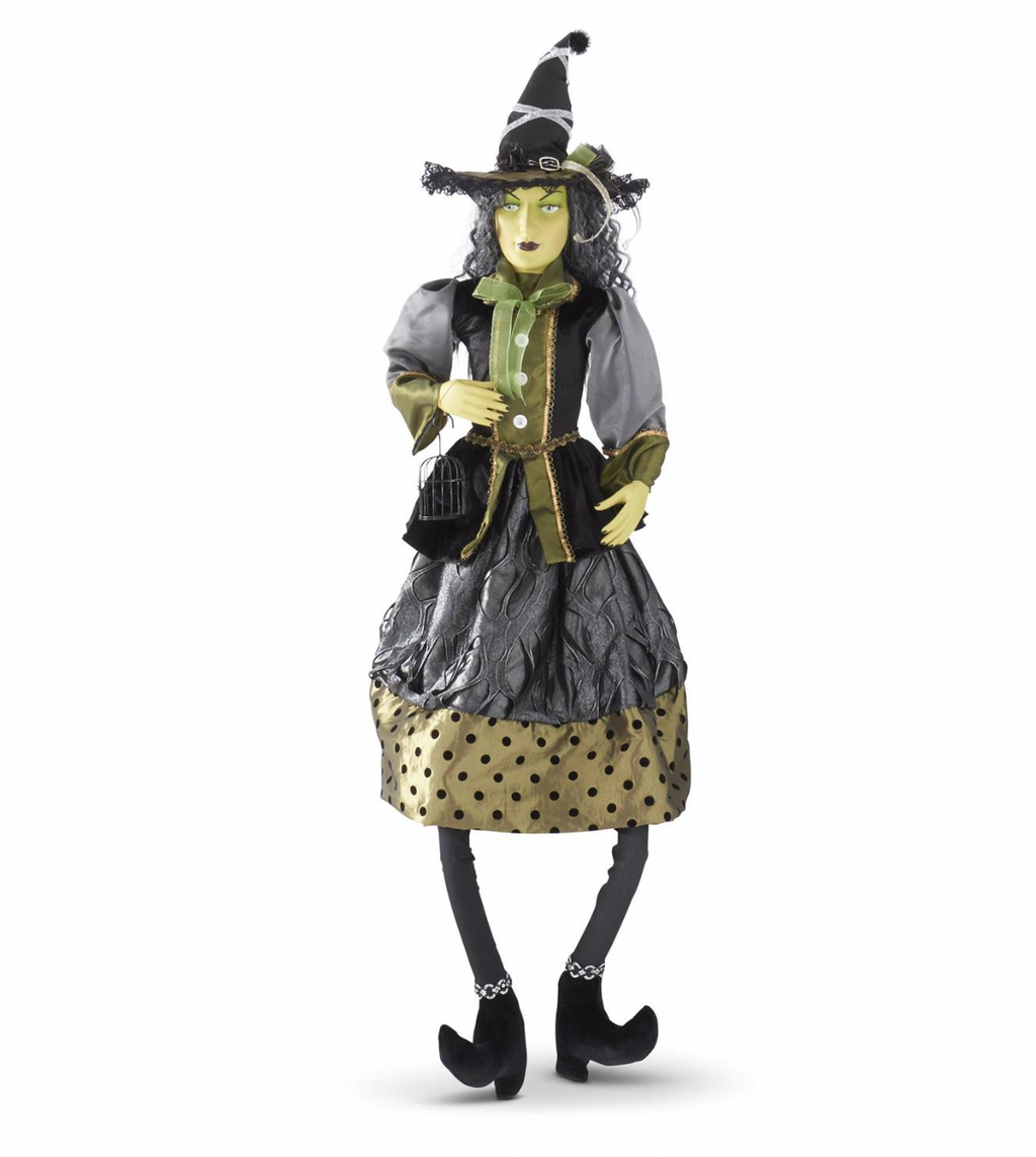 56" Endora Witch w/Gray Green and Black Dot Dress