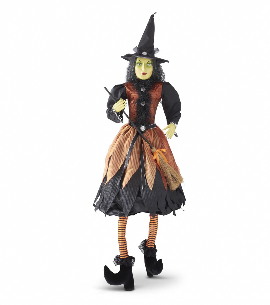 56" Sitting Tabitha Witch w/Hat & Orange Dress