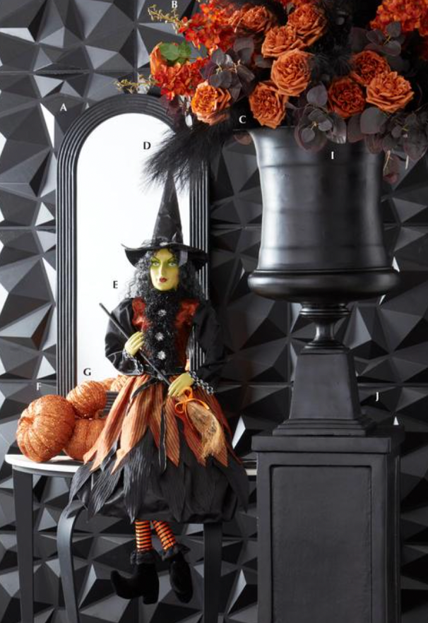 56" Sitting Tabitha Witch w/Hat & Orange Dress