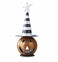 18" Black & White Hat LED Jack O Lantern w/Timer