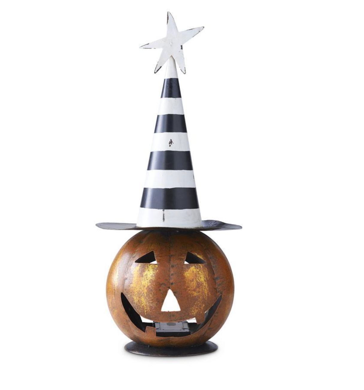 18" Black & White Hat LED Jack O Lantern w/Timer