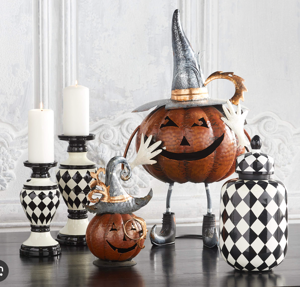 27" Metal Jack O Lantern w/Witch Hat