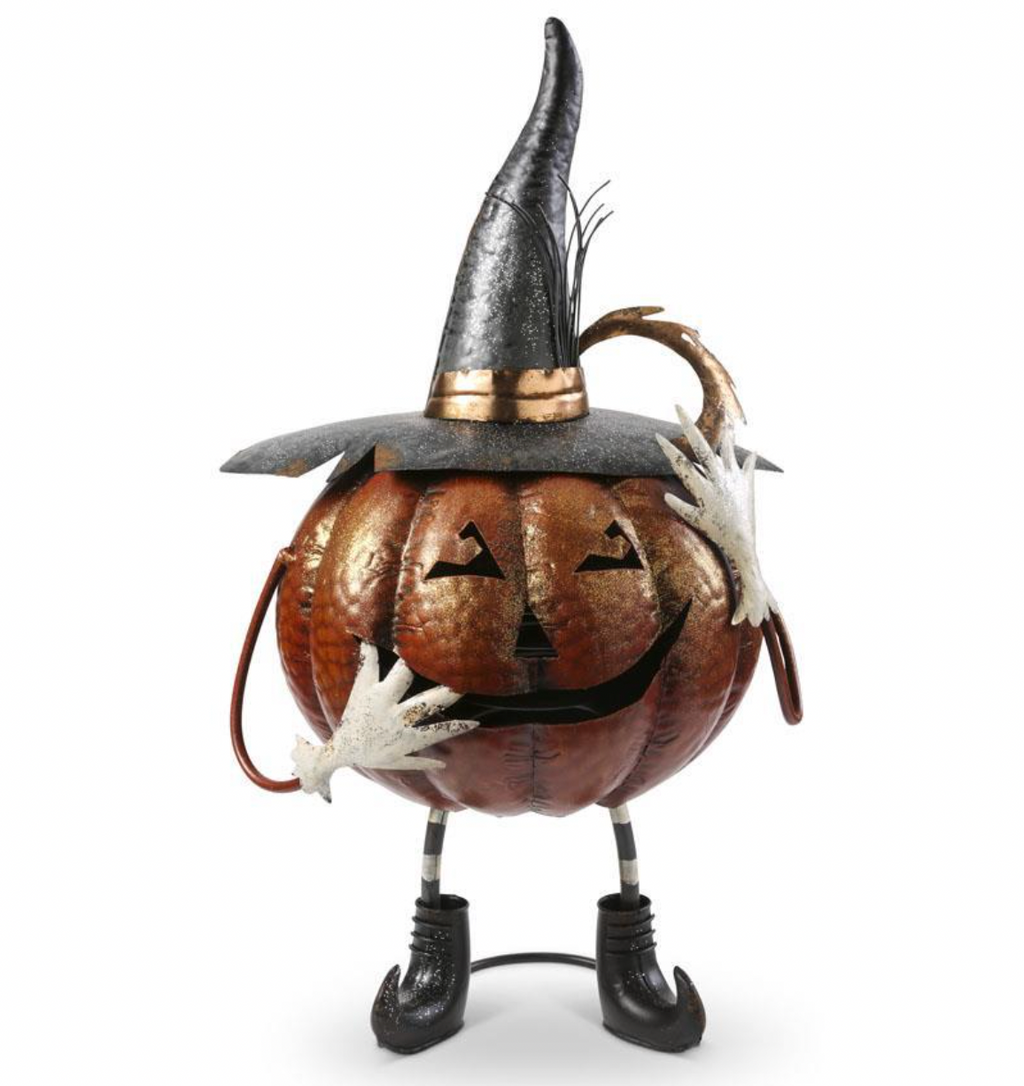 27" Metal Jack O Lantern w/Witch Hat