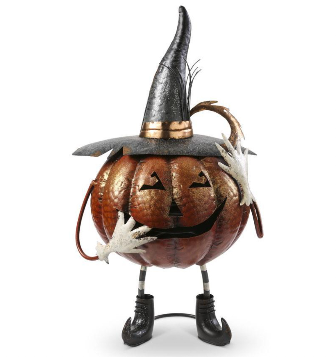 27" Metal Jack O Lantern w/Witch Hat
