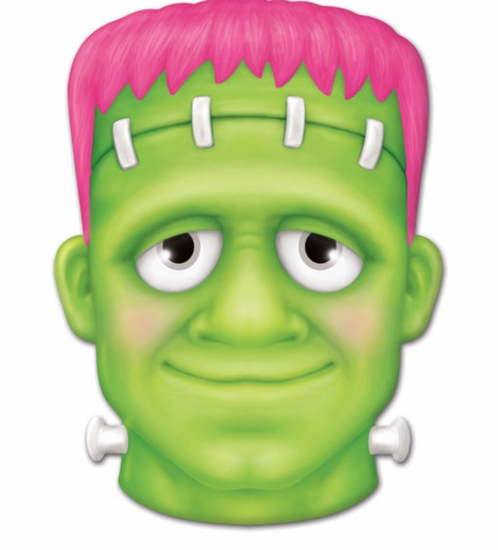 10"L x 7.25"H Metal Embossed Pink Frankenstein Sign