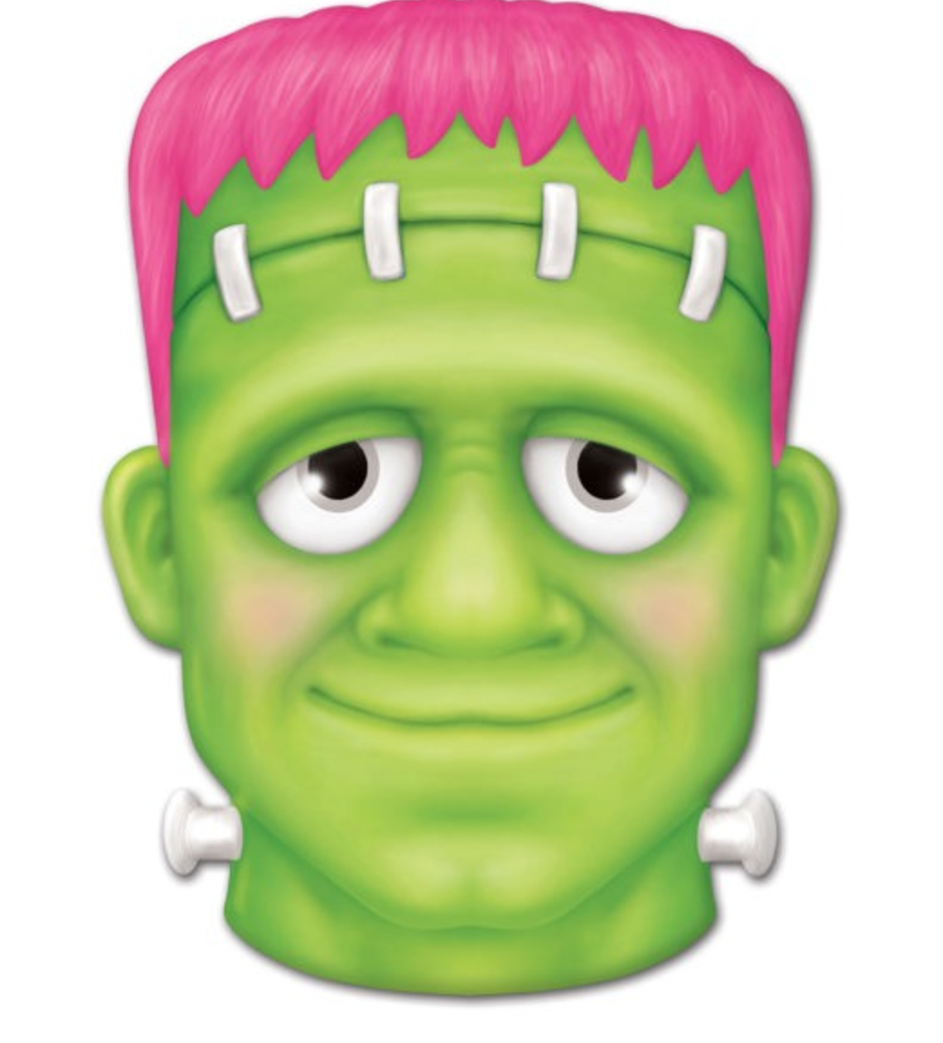 10"L x 7.25"H Metal Embossed Pink Frankenstein Sign
