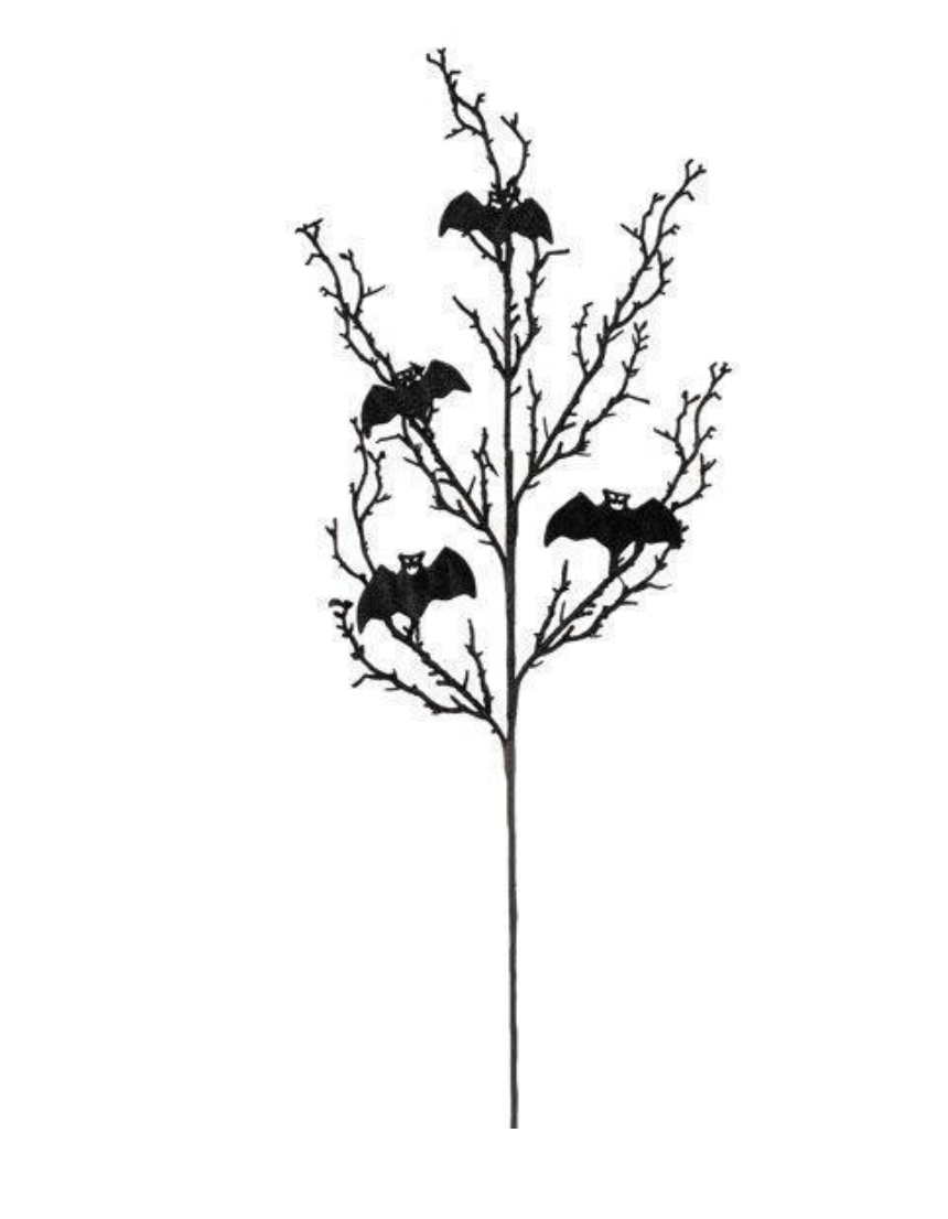 30"L GLITTER BAT/TWIG SPRAY, BLACK