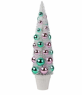 Santa's Sweet Shoppe Collection 17"H FLOCKED BOTTLE BRUSH TREE WHITE/PINK/MINT