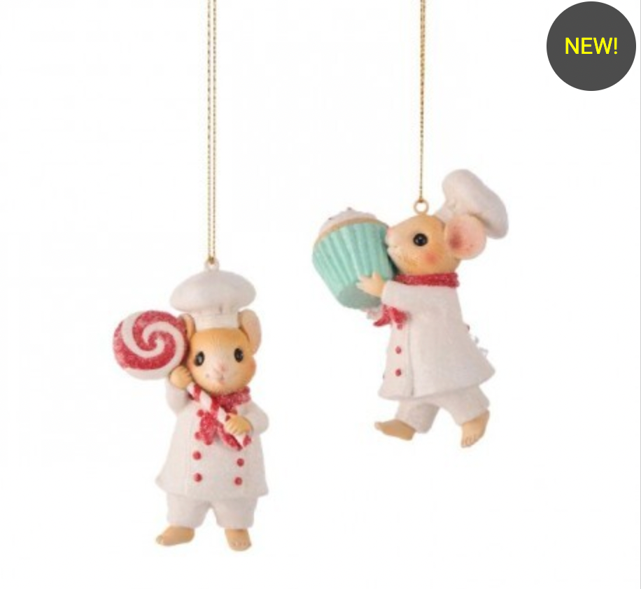 4" SUGAR/SPICE MICE ORNAMENT - SET OF 2
