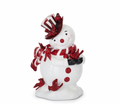 13" Resin Glossy Red & White Snowman with Cardinals