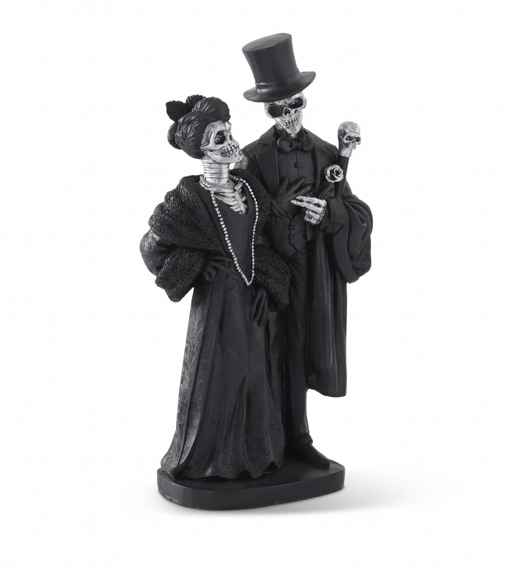 18" Black & Silver Resin Skeleton Couple