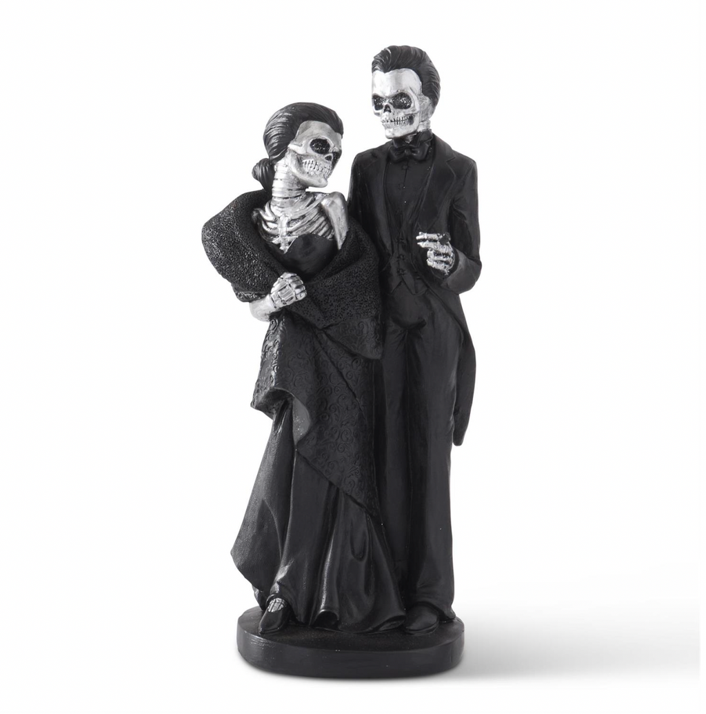 13" Black & Silver Resin Skeleton Couple
