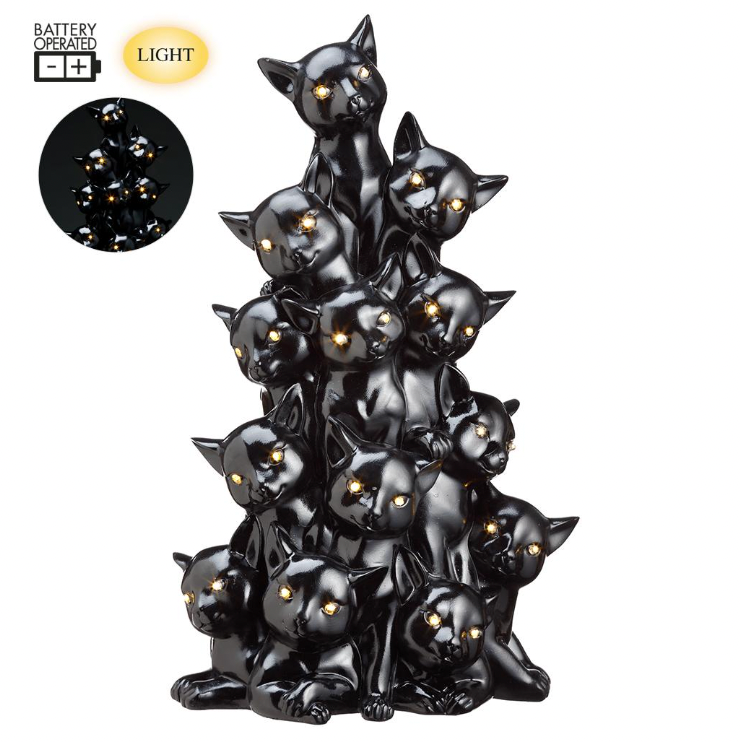 Halloween Carnival - 17" Battery Operated Cat Tree With Light Black
