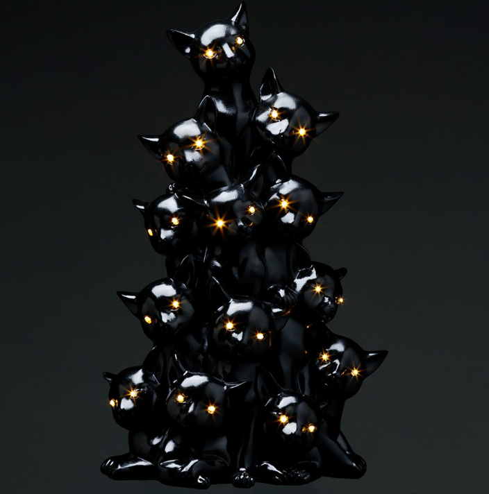 Halloween Carnival - 17" Battery Operated Cat Tree With Light Black