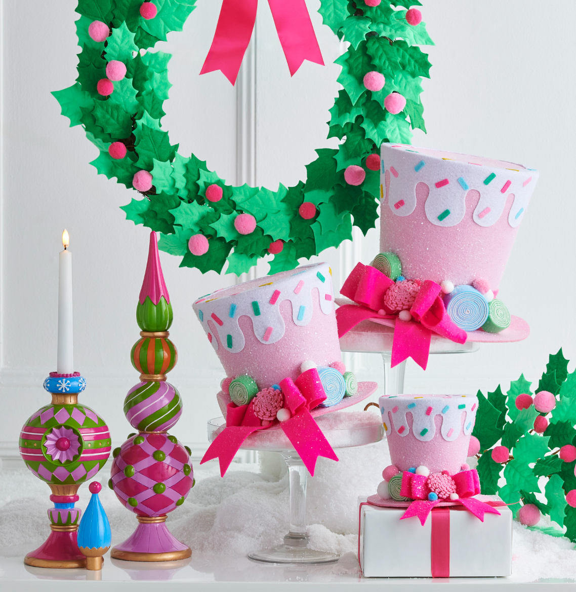 Santa's Sweet Shoppe Collection - 11" Pink Sprinkles Top Hat