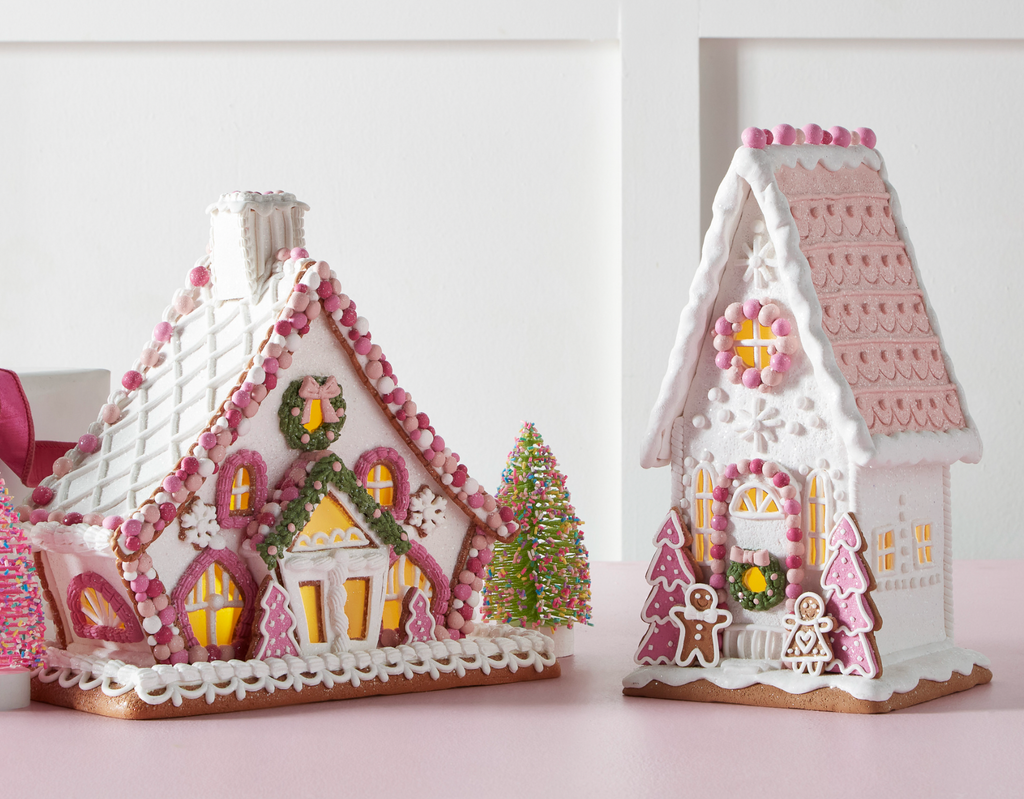 12" Pink Gingerbread House