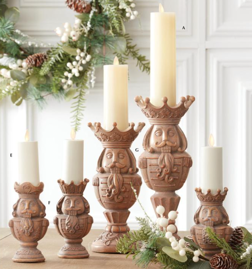 Christmas Carousel Collection - 6" Christmas Nutcracker Pillar Tealight Candle Holders - SET OF 3