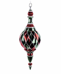 Christmas Carousel Collection - 18" LARGE DIAMOND FINIAL ORNAMENT RED/WHITE/GREEN