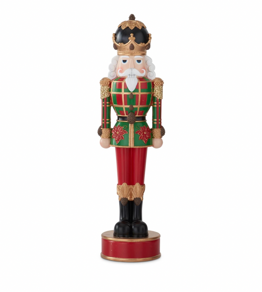 Christmas Carousel Collection - 28" Nutcracker w/Red & Green Plaid Coat Tabletop