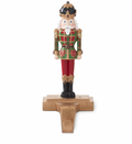 Christmas Carousel Collection - 9.25" Nutcracker w/Red & Green Plaid Coat Stocking Holder