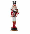 Christmas Carousel Collection - 23.5" Red & Black Harlequin Check Nutcracker w/Gift