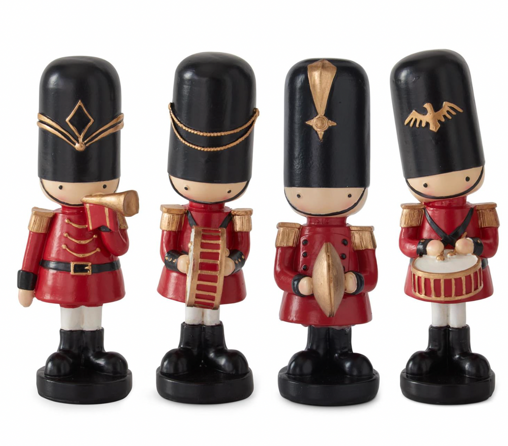 Christmas Carousel Collection - 7.5" Red & Black Nutcracker w/Musical Instruments - SET OF 4 PIECES