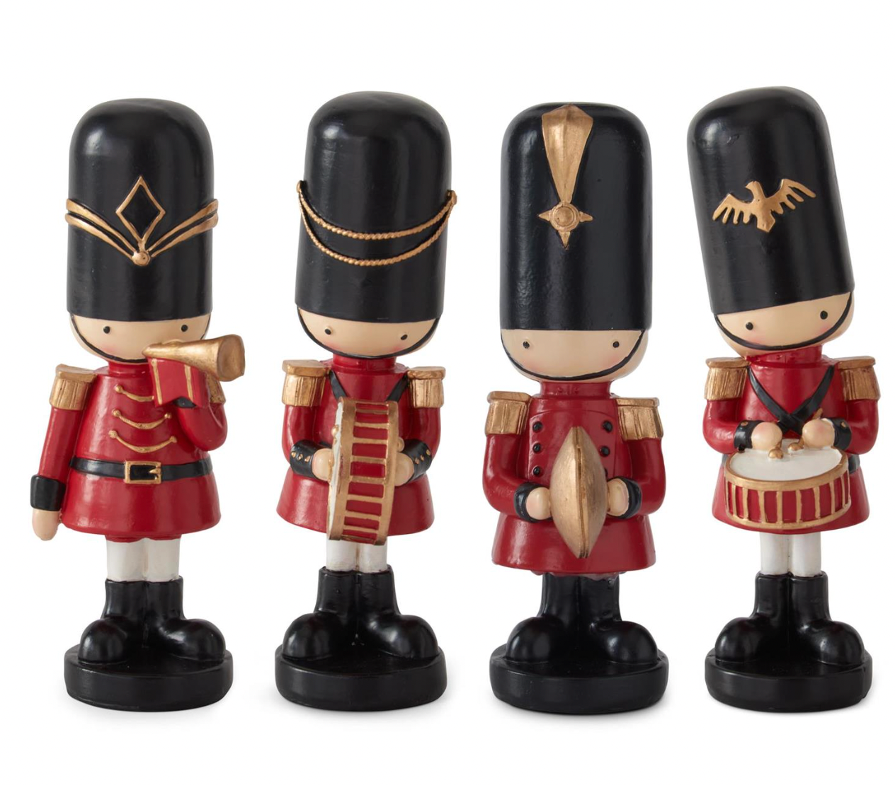Christmas Carousel Collection - 7.5" Red & Black Nutcracker w/Musical Instruments - SET OF 4 PIECES