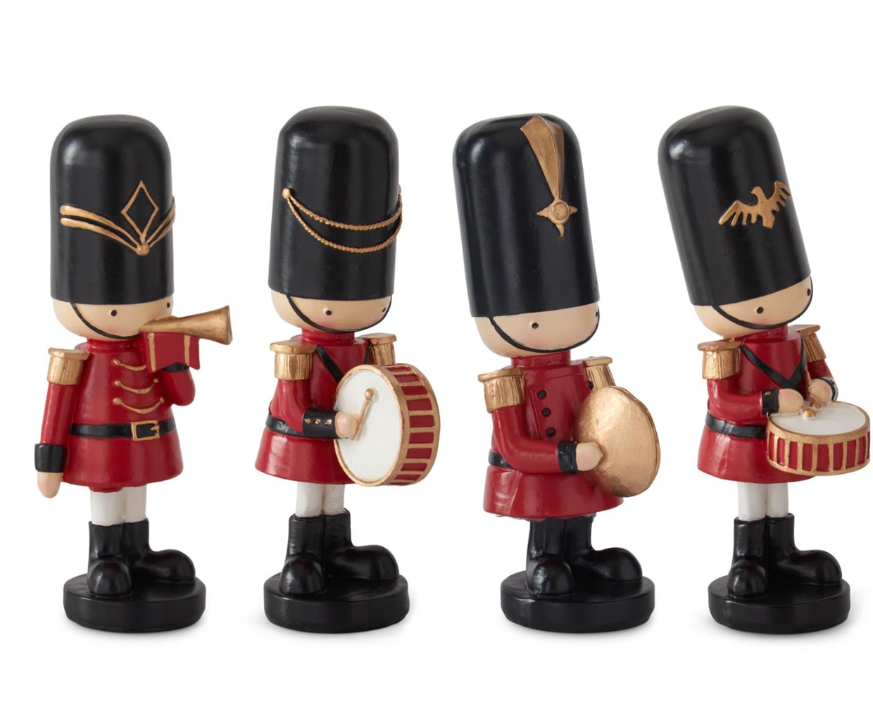 Christmas Carousel Collection - 7.5" Red & Black Nutcracker w/Musical Instruments - SET OF 4 PIECES