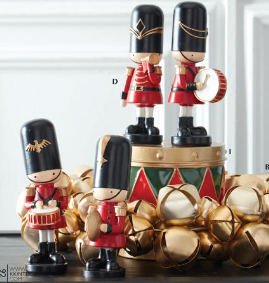 Christmas Carousel Collection - 7.5" Red & Black Nutcracker w/Musical Instruments - SET OF 4 PIECES