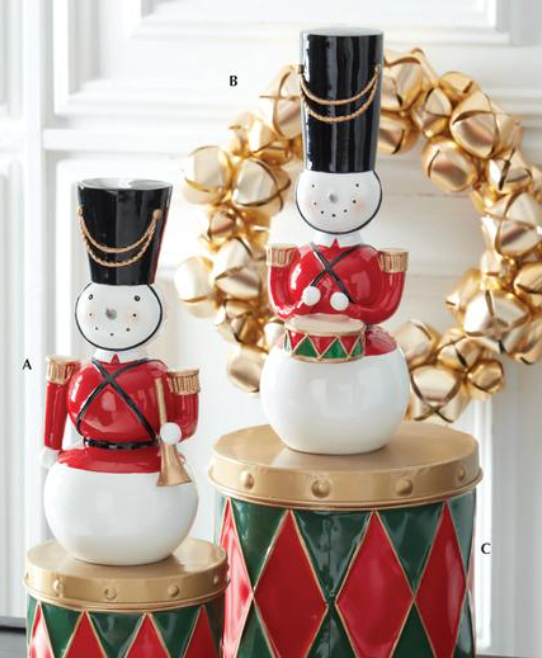Christmas Carousel Collection - Set of 2 Snowman Nutcracker Soldiers