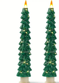 Christmas Carousel Collection - 10" Flameless Taper Candles Christmas Tree - SET OF 2