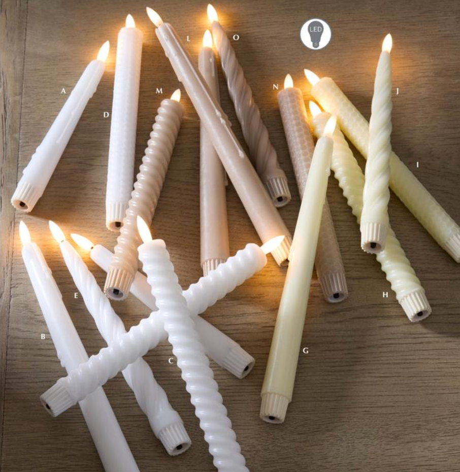 Christmas Carousel Collection - 11.5 Inch Cream LED Drip Taper Candles