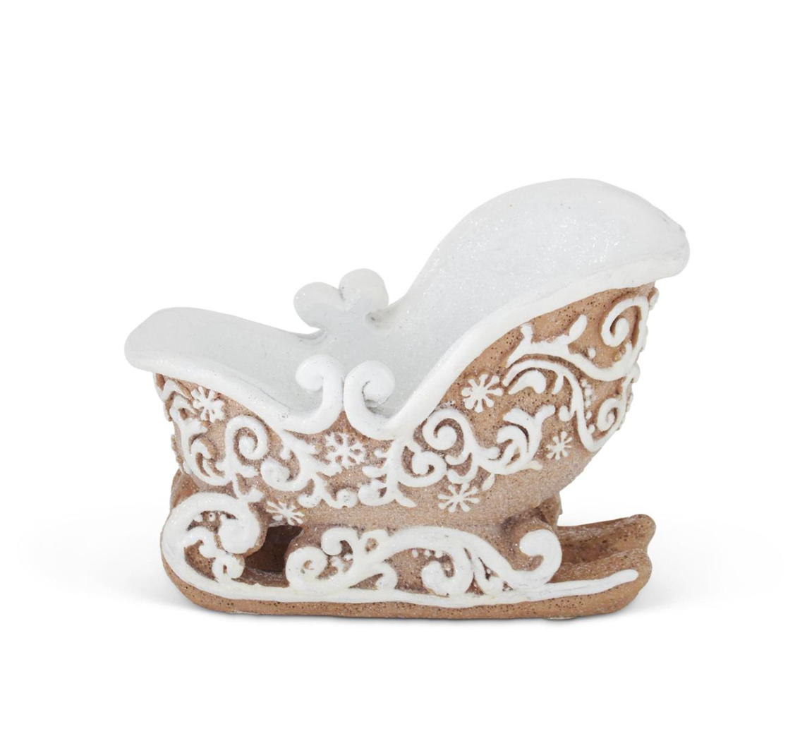 5.5" Resin Frosted Gingerbread Sleigh
