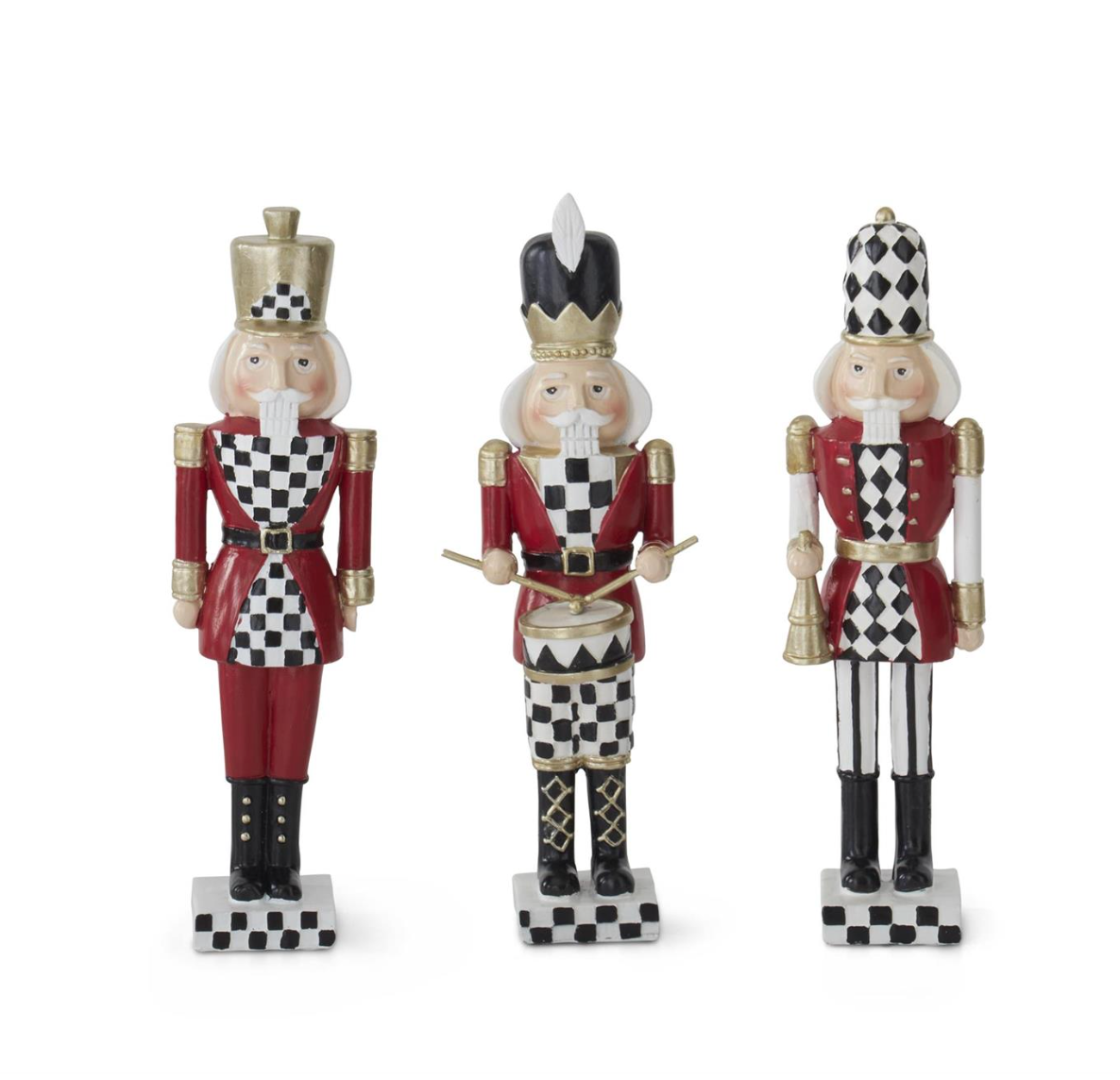 Christmas Carousel Collection -  8" Harlequin Resin Nutcracker Soldier