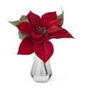 Christmas Carousel Collection -  10" Red Poinsettia Premade in Clear Glass Vase w/Faux Water