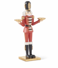 Christmas Carousel Collection - 23.75" Glittered Resin Red Gold & Black Nutcracker Candleholder