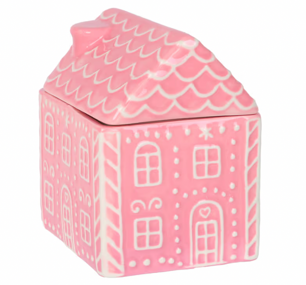14oz Ceramic Pink Gingerbread House Scented Candle