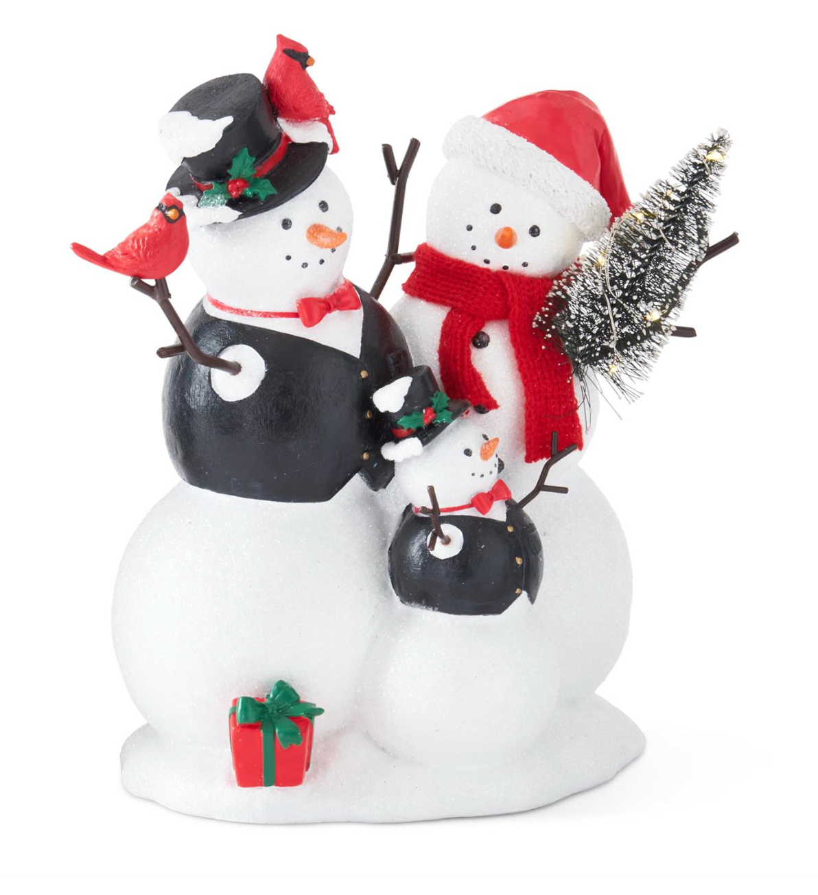 Christmas Carousel Collection - 9" Glittered Musical LED Snowmen Family