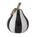 Royal Easter - 6" Black & White Striped Ceramic Pear w/Gold Accents