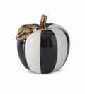 Royal Easter - 4.75" Black & White Striped Ceramic Apple w/Gold Accents
