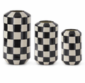 Royal Easter - Set of 3 Ceramic Black & White Check Vases