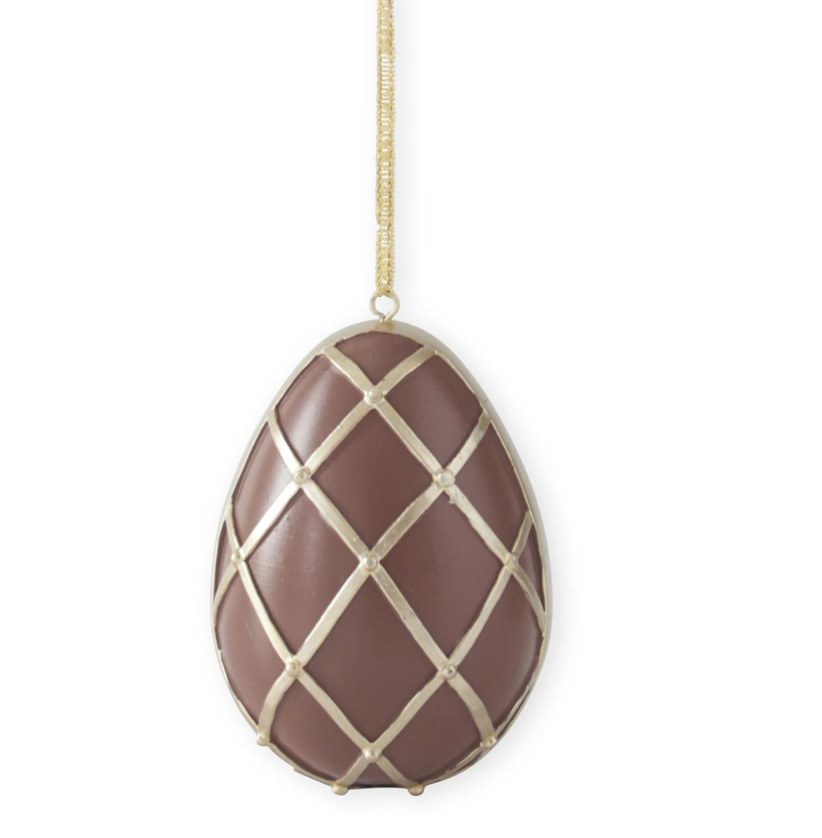 4.5" Chocolate & Gold Resin Easter Egg Ornament