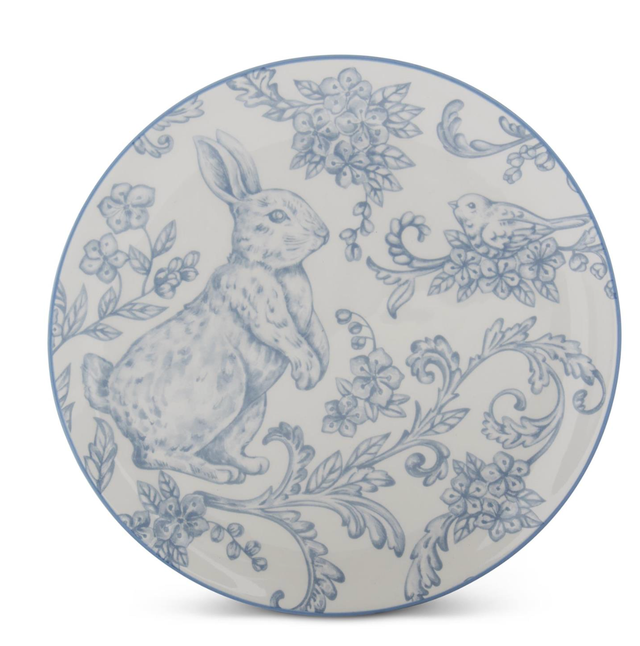 8" Blue & White Dolomite Easter Bunny Plate