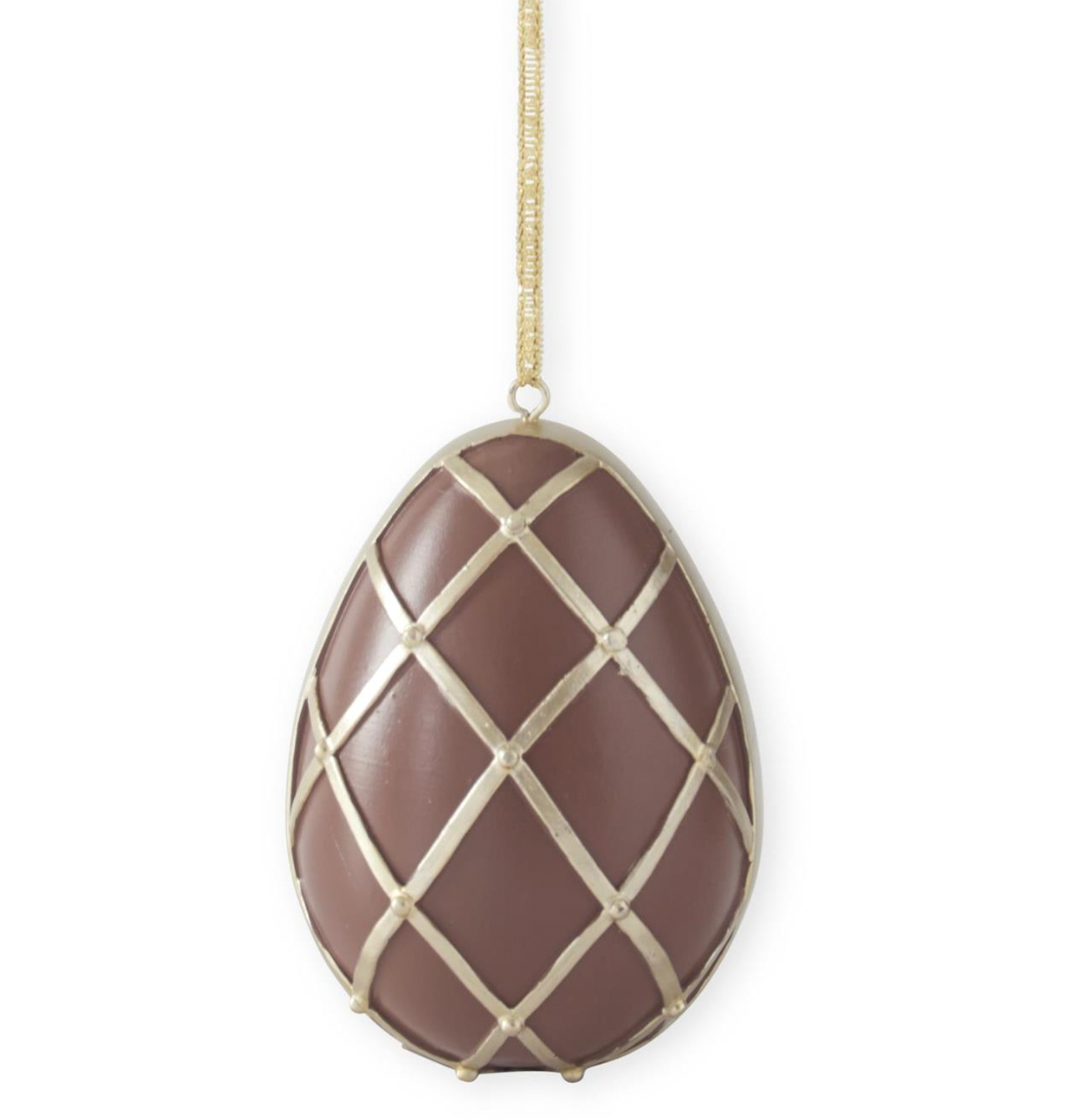 4.5" Chocolate & Gold Resin Easter Egg Ornament