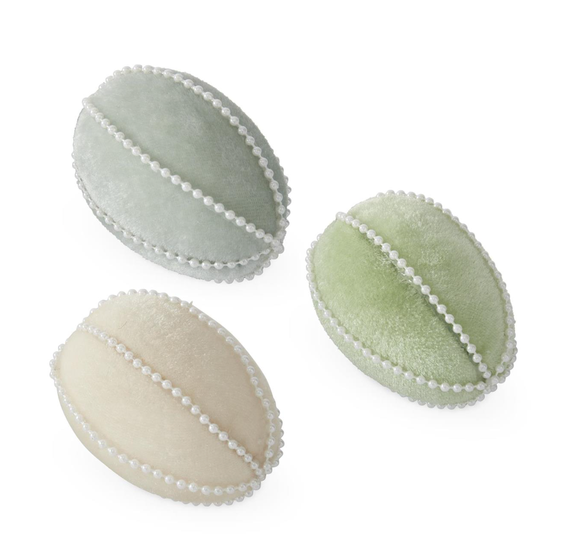 3" Velvet with White Beading Trim Easter Egg
