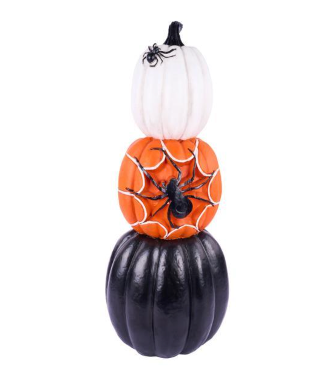 30" RESIN TRIPLE PUMPKIN SPIDERS STACK