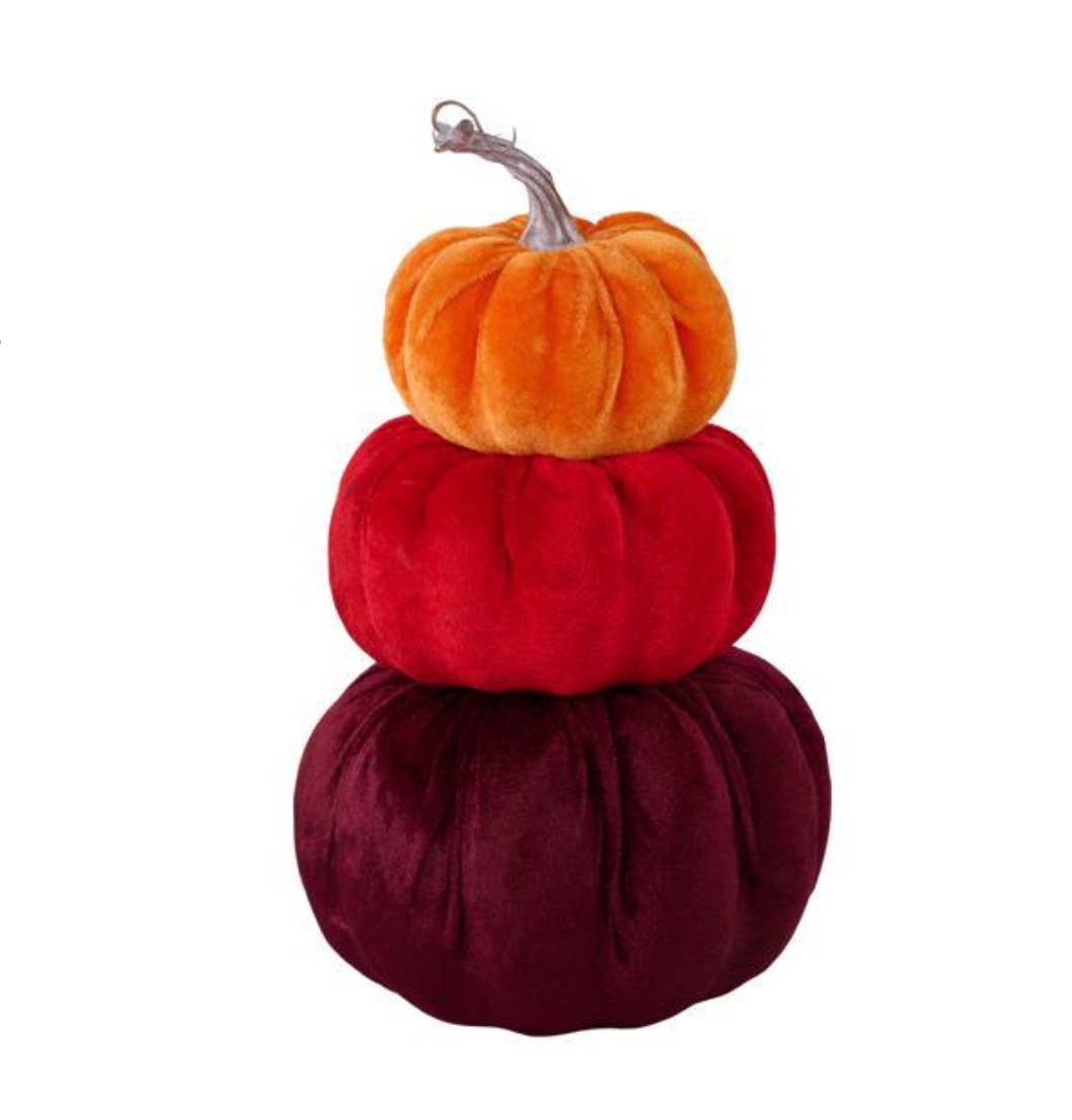 11.5" FLOCKED PUMPKIN TOWER