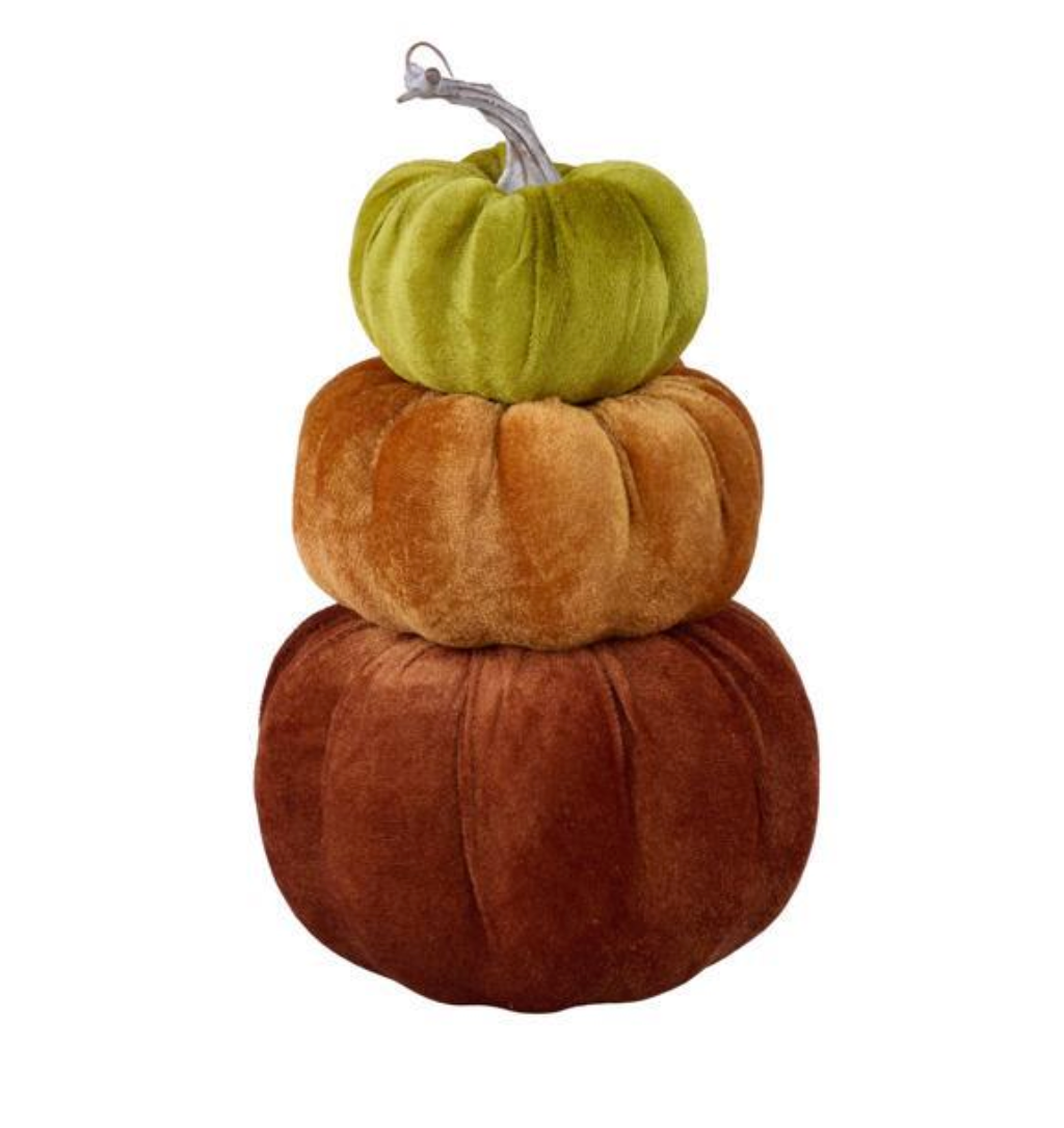 11.5" FLOCKED PUMPKIN TOWER