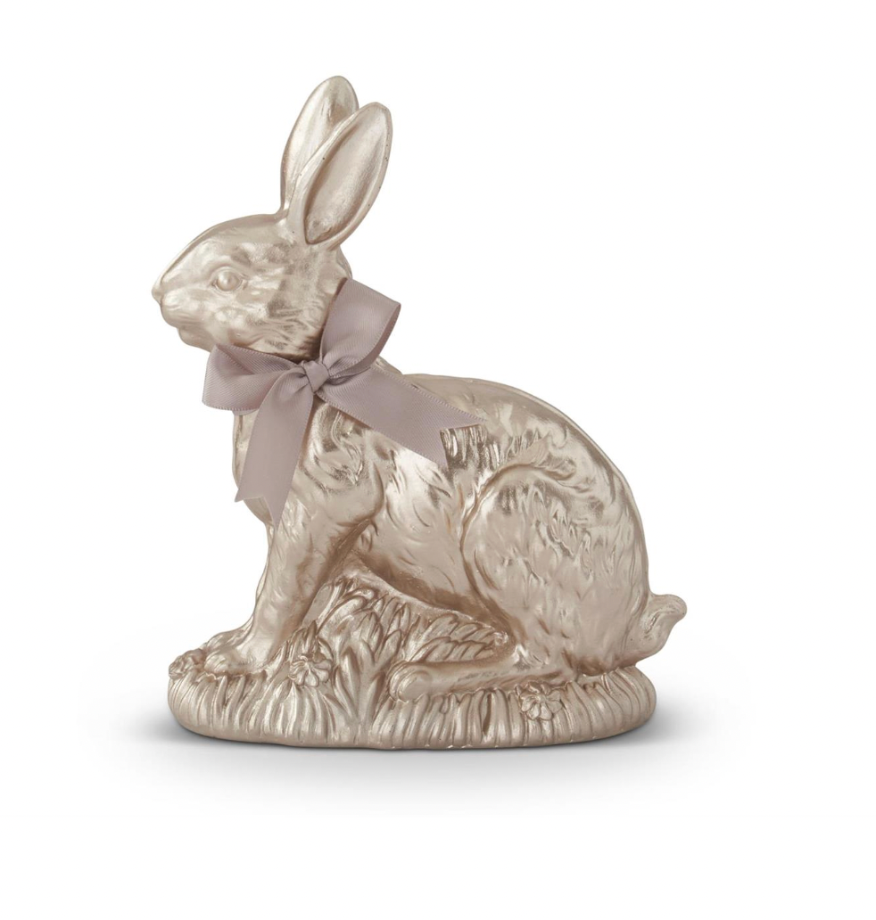 7.25" Resin Gold Easter Bunny with Bow