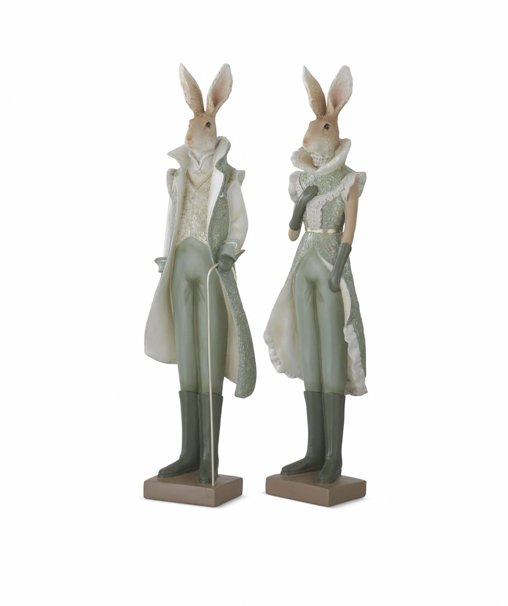 23" Sage Green & Cream Royal Bunnies - SET OF 2